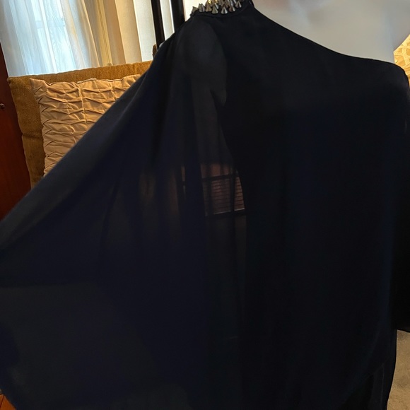 Zara navy blue beautiful one shoulder dress in excellent condition medium - Picture 5 of 12